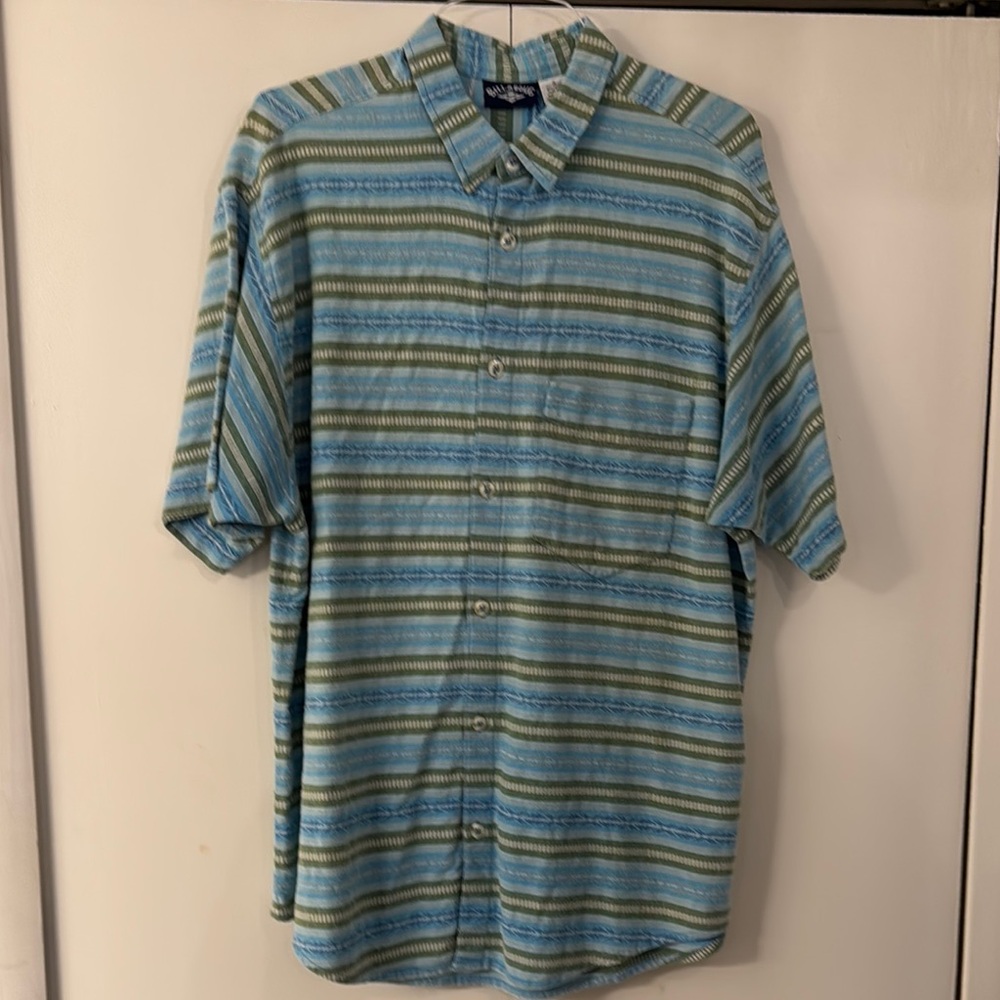 Billabong Vintage Blue and Green Casual Button Down Shirt
